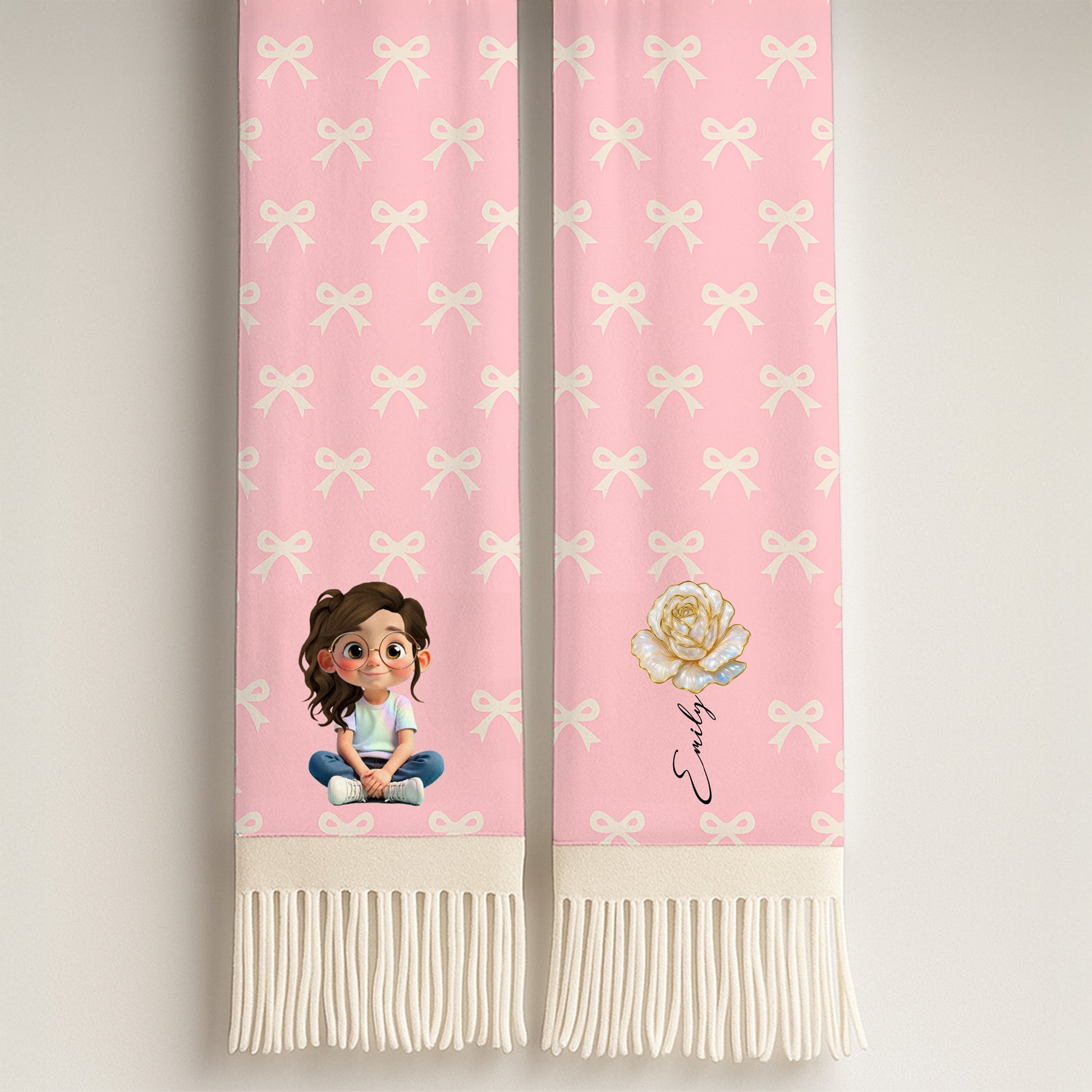 Sweet Animated Girl And Rose Design