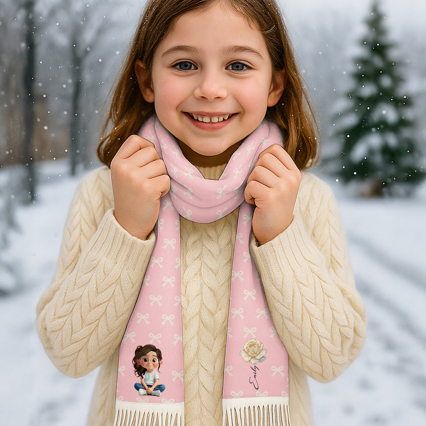 Sweet Animated Girl And Rose Design