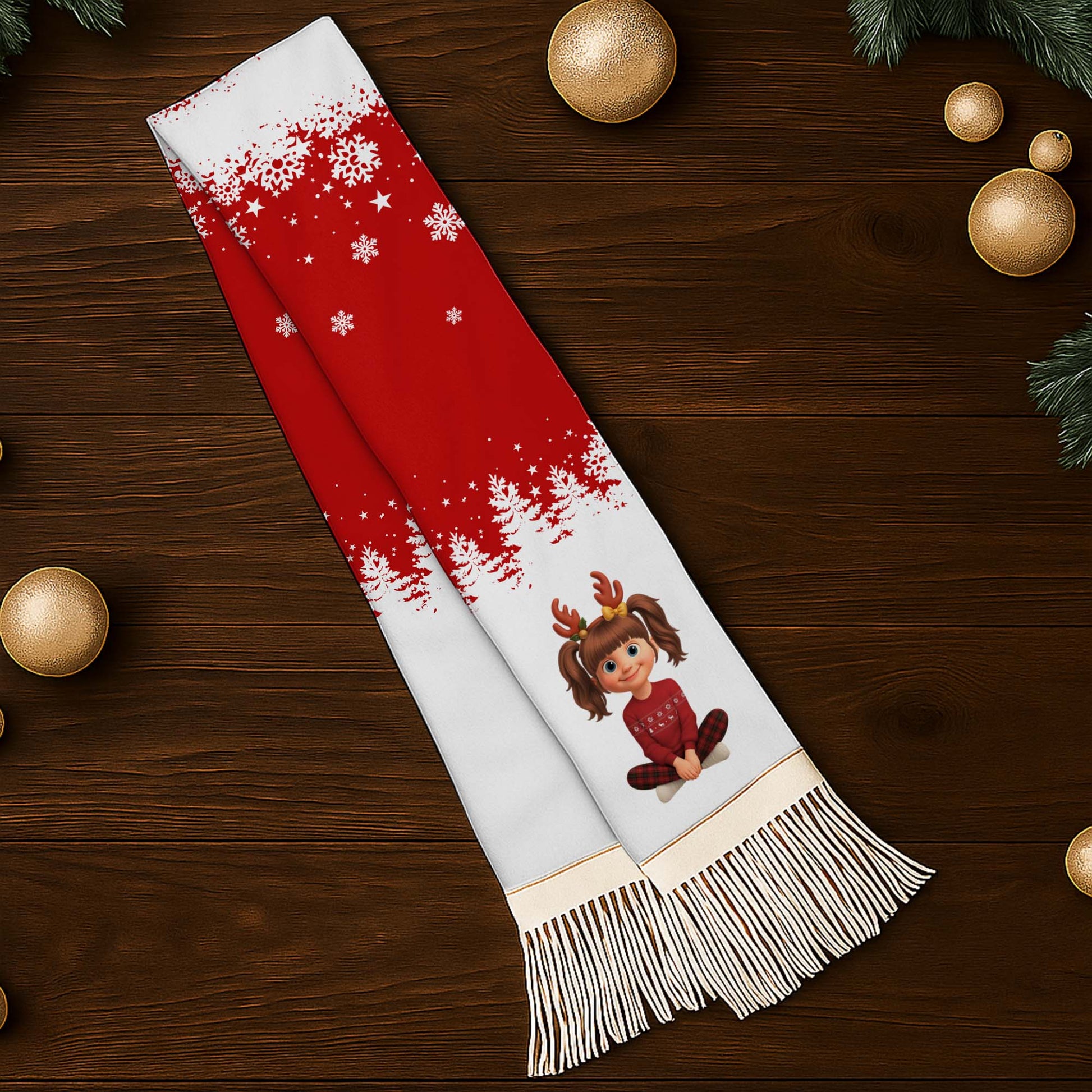 Season's Greetings With Reindeer And Santa Claus