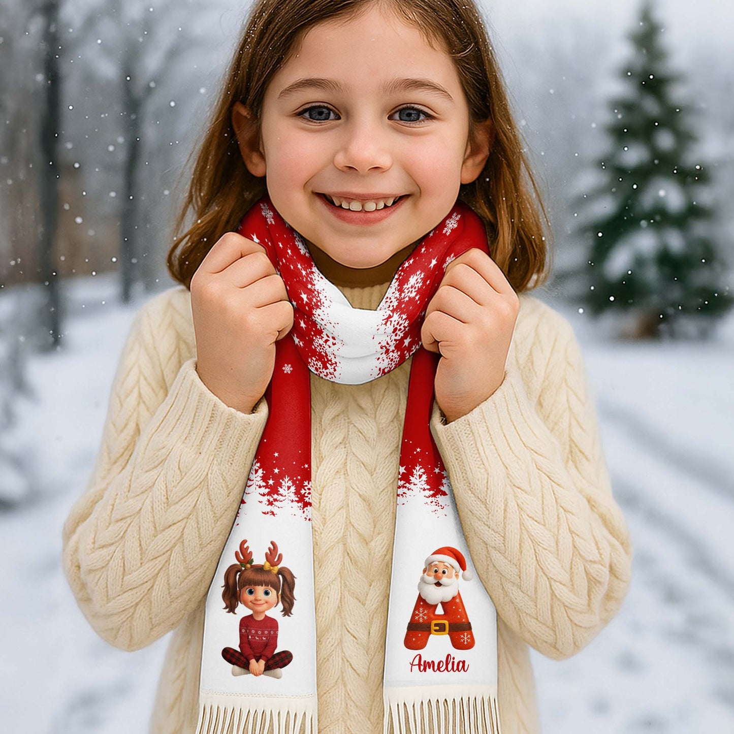 Season's Greetings With Reindeer And Santa Claus