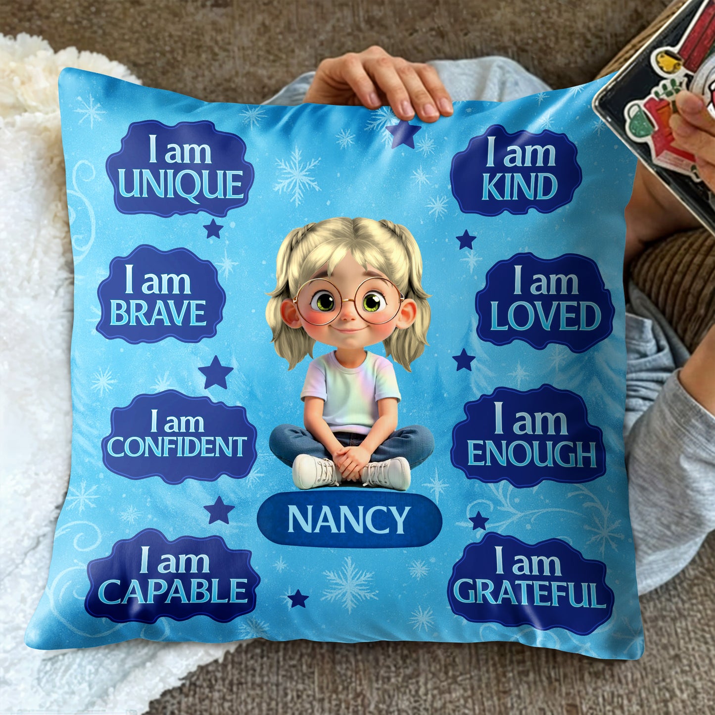 I Am Unique, I Am Brave, Positive Affirmations Pillow