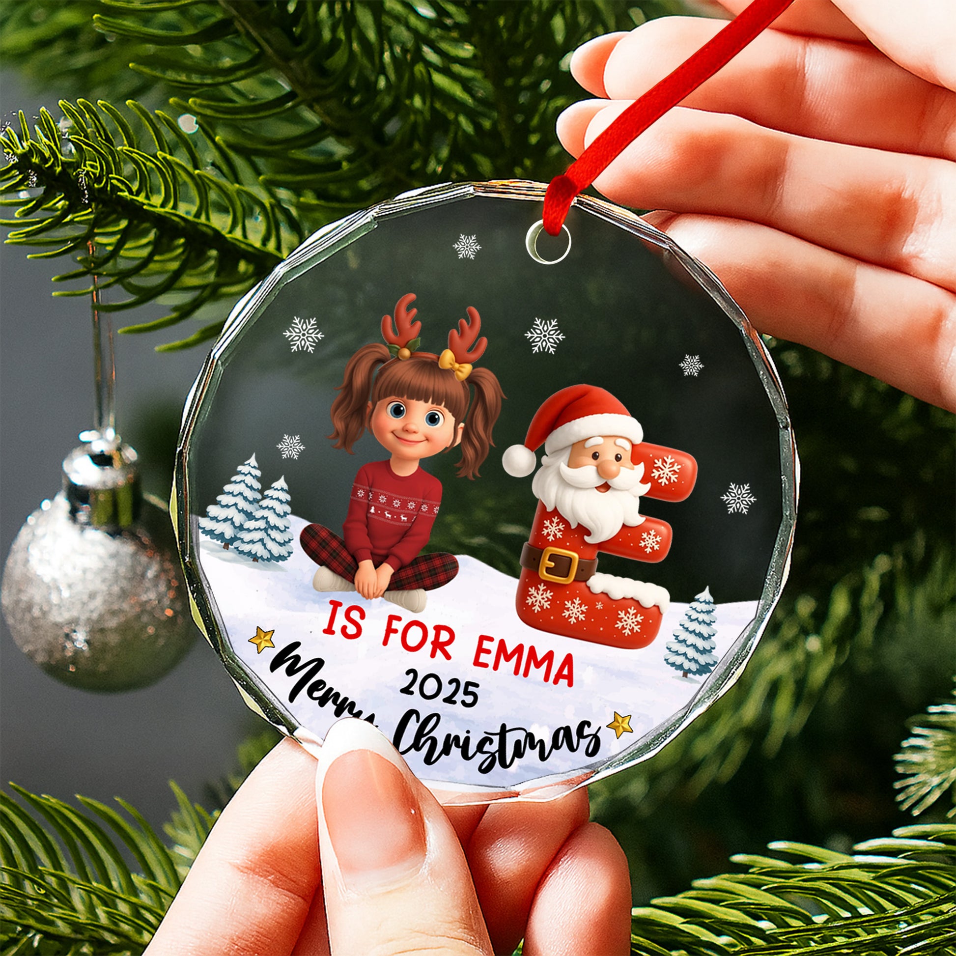 Merry Christmas With Santa Claus And Snowflakes