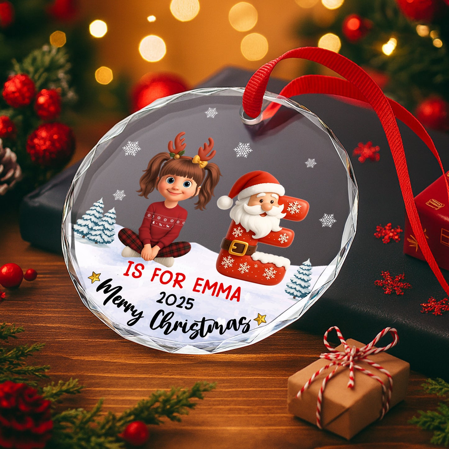 Merry Christmas With Santa Claus And Snowflakes