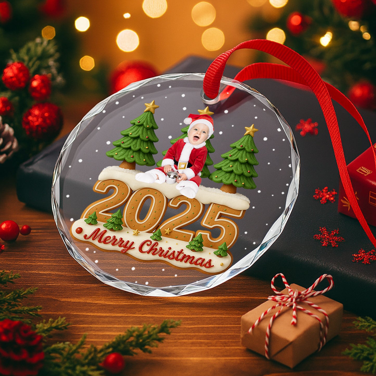 Merry Christmas Baby In Santa Suit