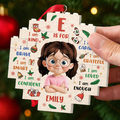 F Is For Kind, Brave, Smart, Girl Christmas Ornament