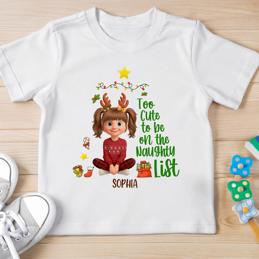 Too Cute To Be On The Naughty List Christmas Youth Tee