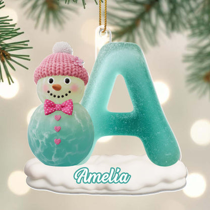 Customize With Name And Letter Snowman Ornament