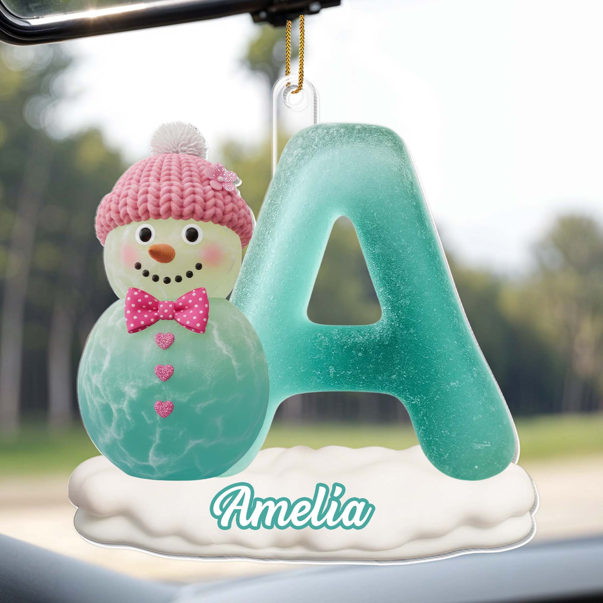 Customize With Name And Letter Snowman Ornament