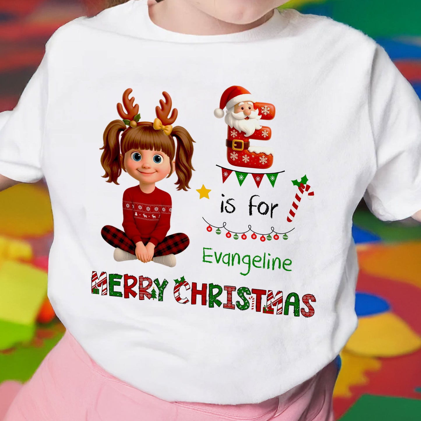 Merry Christmas, Reindeer Antlers, Santa Claus Shirt