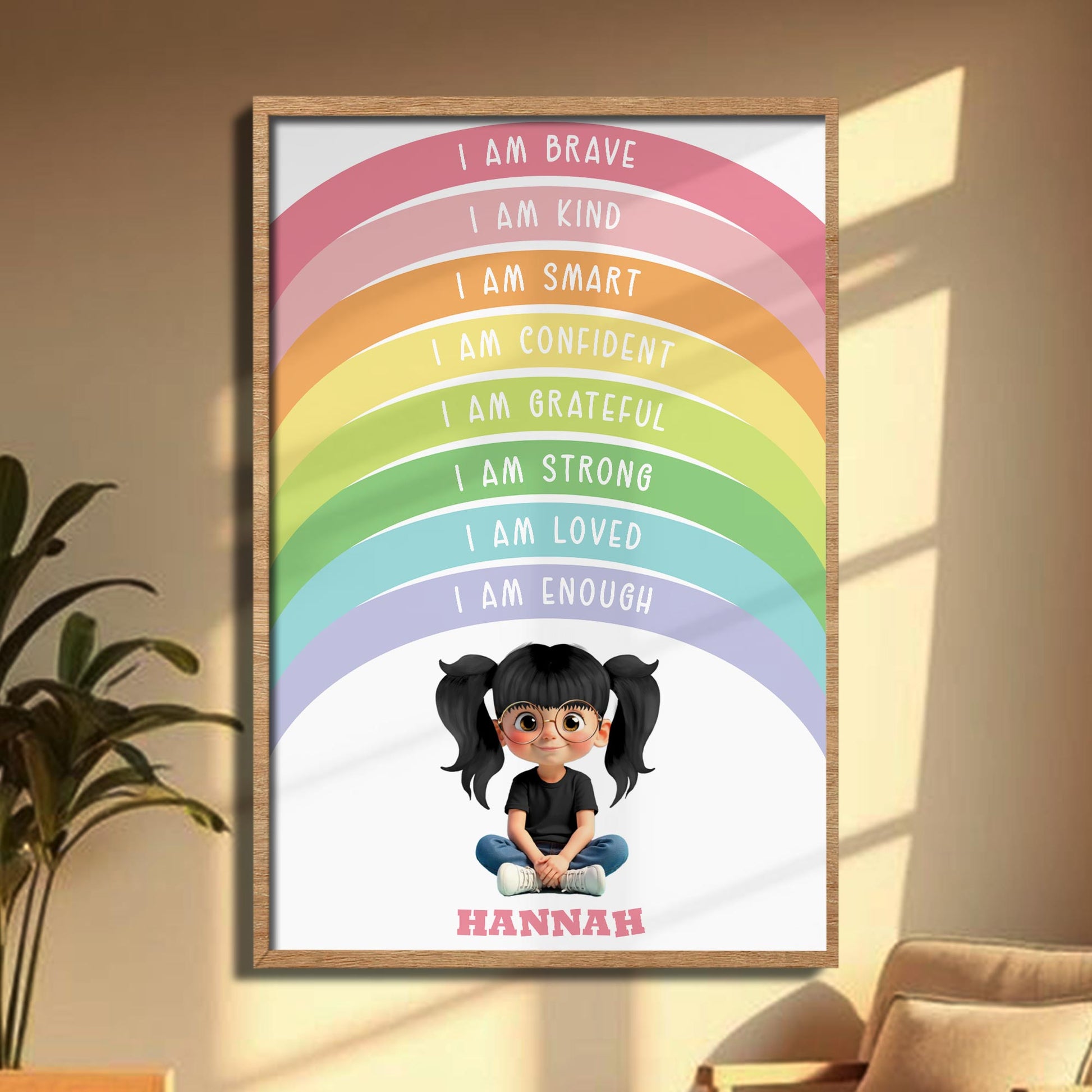 I Am Brave, I Am Kind, Inspirational Rainbow Poster