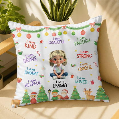 I Am Kind, I Am Loved, Santa Claus And Christmas Trees Pillow