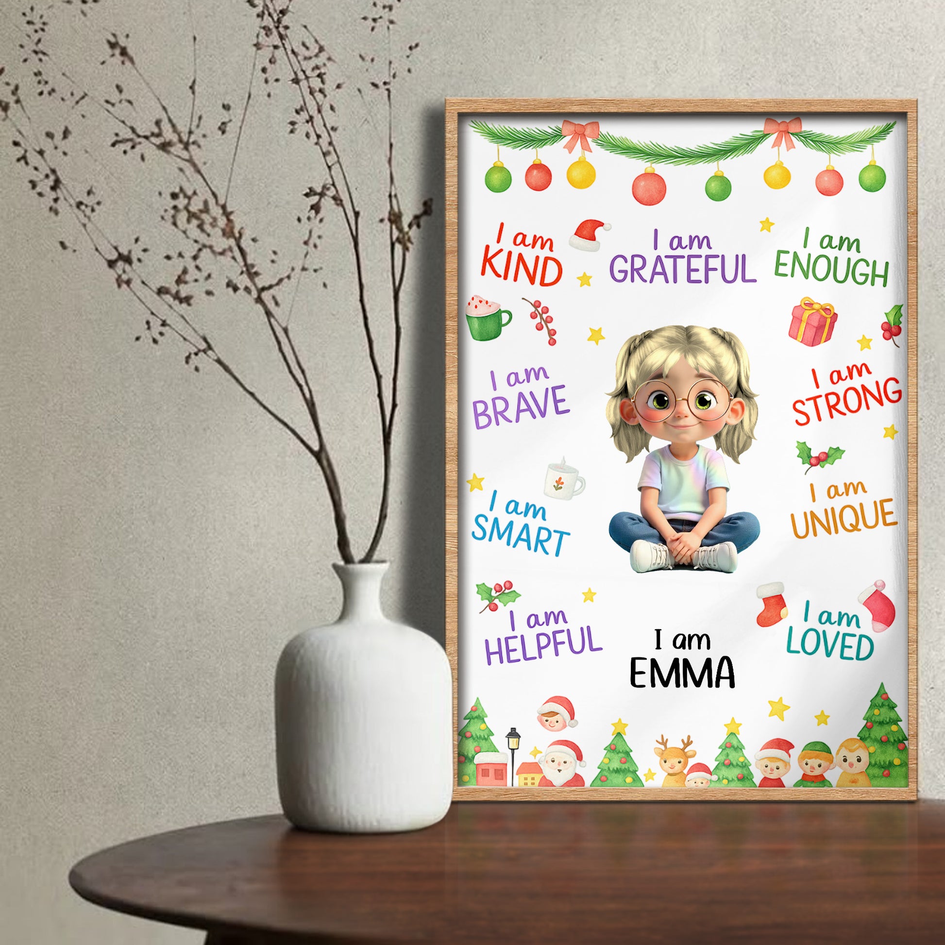 I Am Kind, Grateful, Enough, Brave, Inspirational Poster