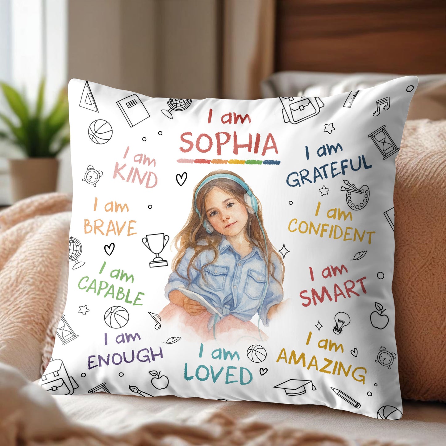 I Am Kind, Brave, Capable, Enough, Loved, Amazing Pillow