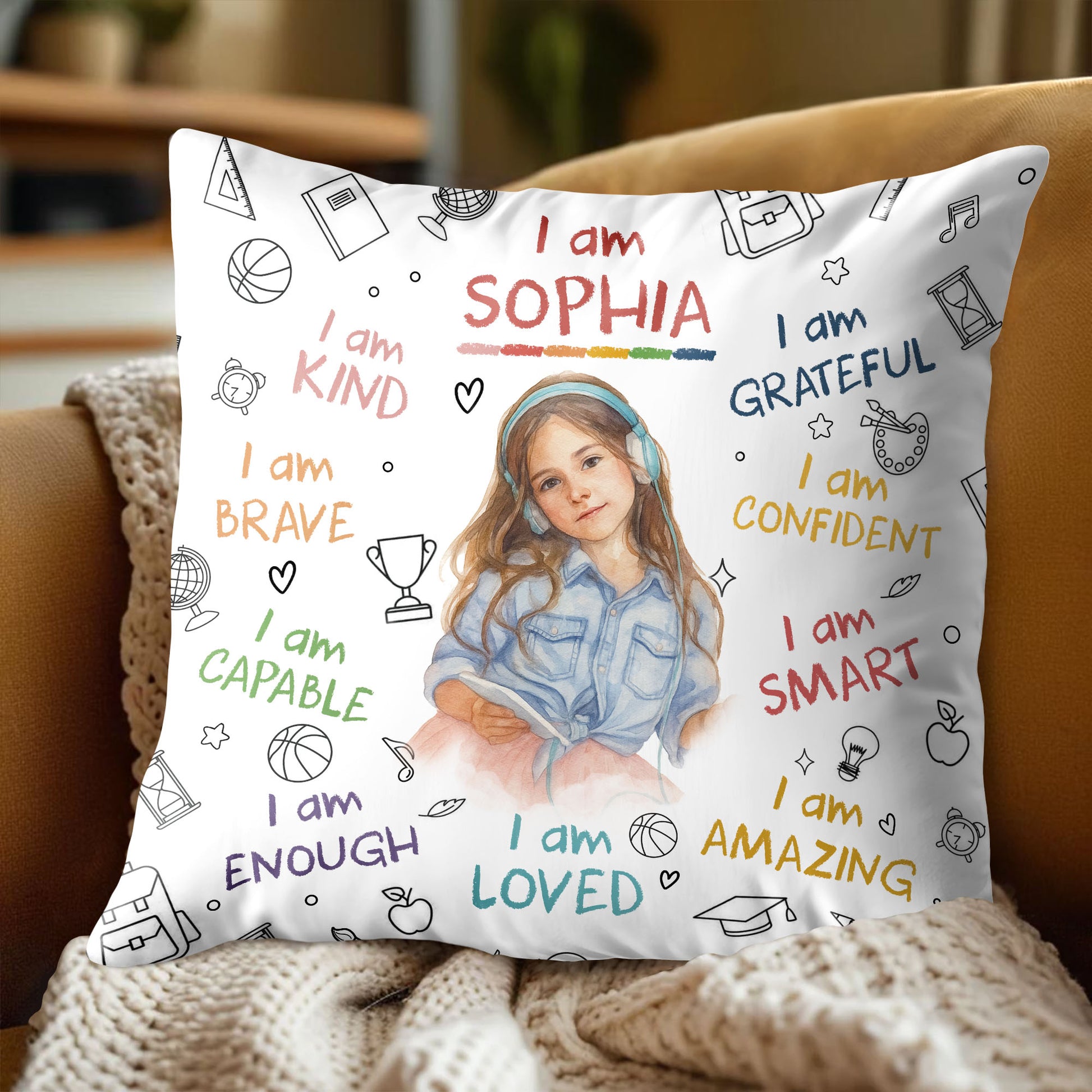 I Am Kind, Brave, Capable, Enough, Loved, Amazing Pillow