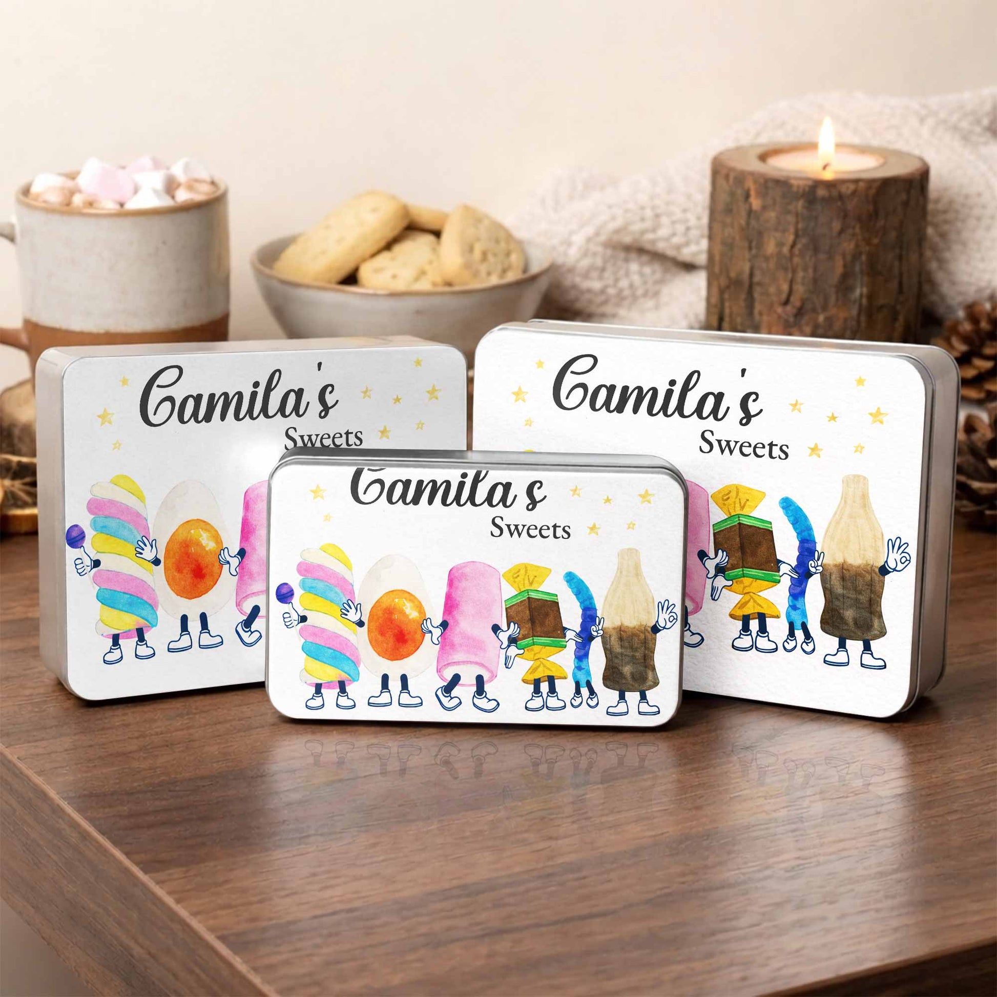 Sweets With Cute Cartoon Marshmallow And Candy Characters