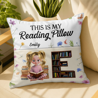 This Is My Reading Pillow With Books And Flowers Design