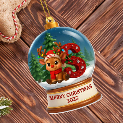 Merry Christmas Reindeer and Christmas Stocking - Personalized Custom Acrylic Ornament, Christmas Gift - KID454_ACO