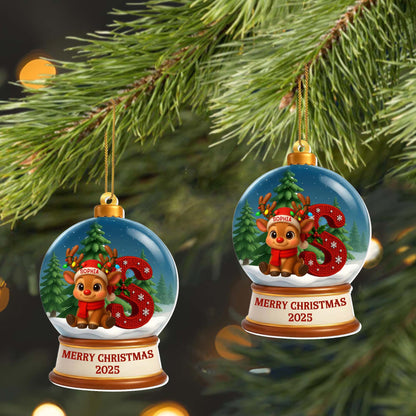 Merry Christmas Reindeer and Christmas Stocking - Personalized Custom Acrylic Ornament, Christmas Gift - KID454_ACO