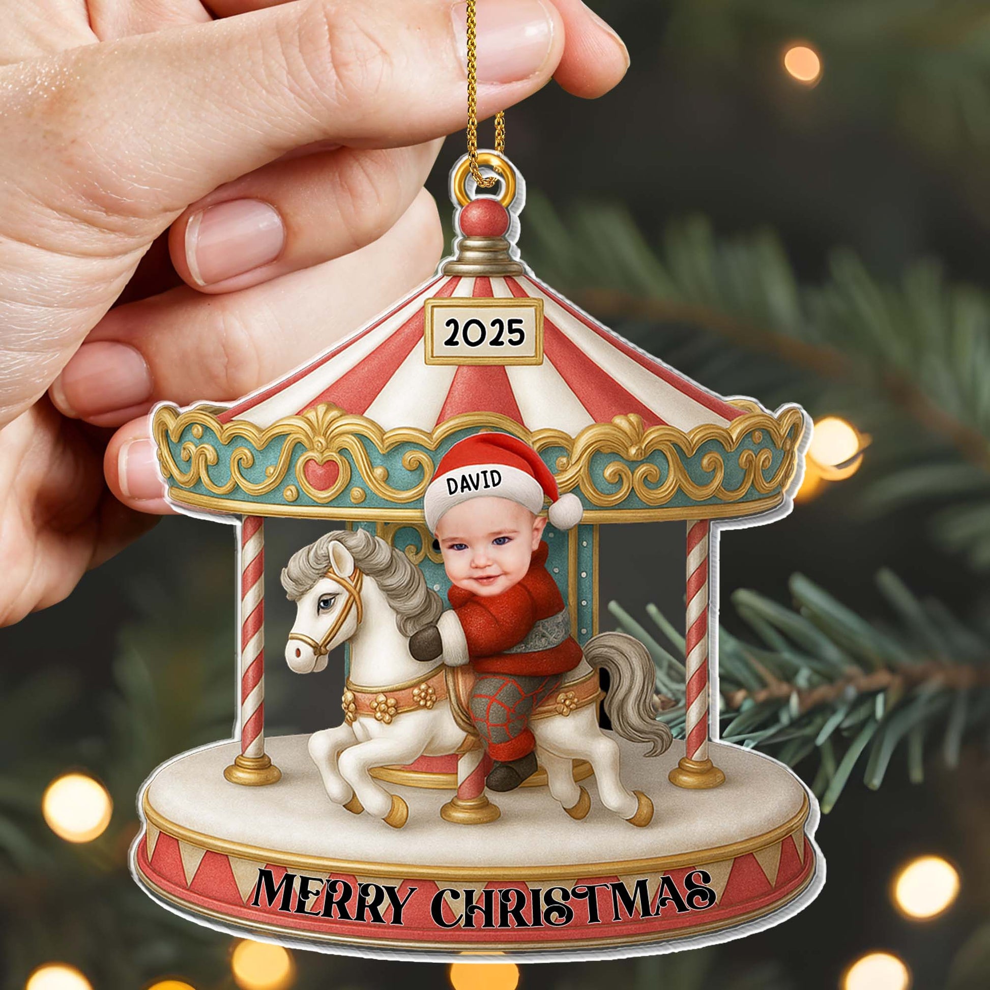 Merry Christmas Carousel Ornament