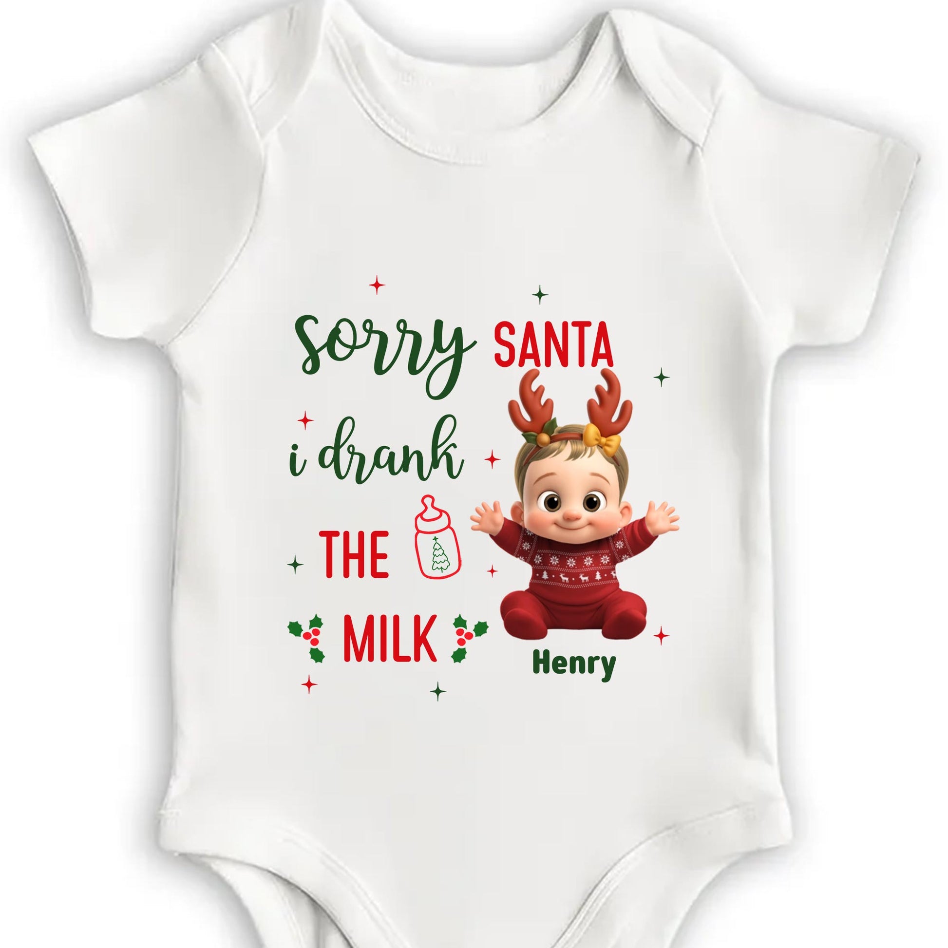 Sorry Santa I Drank The Milk Reindeer Baby Onesie