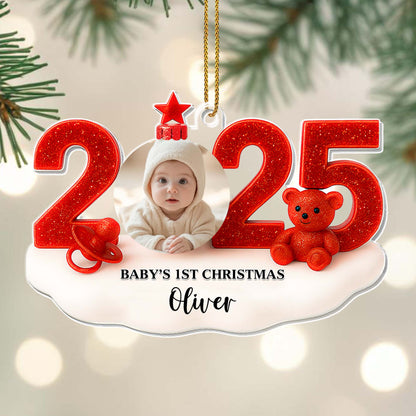 Baby's 1st Christmas With Teddy Bear and Festive Numbers