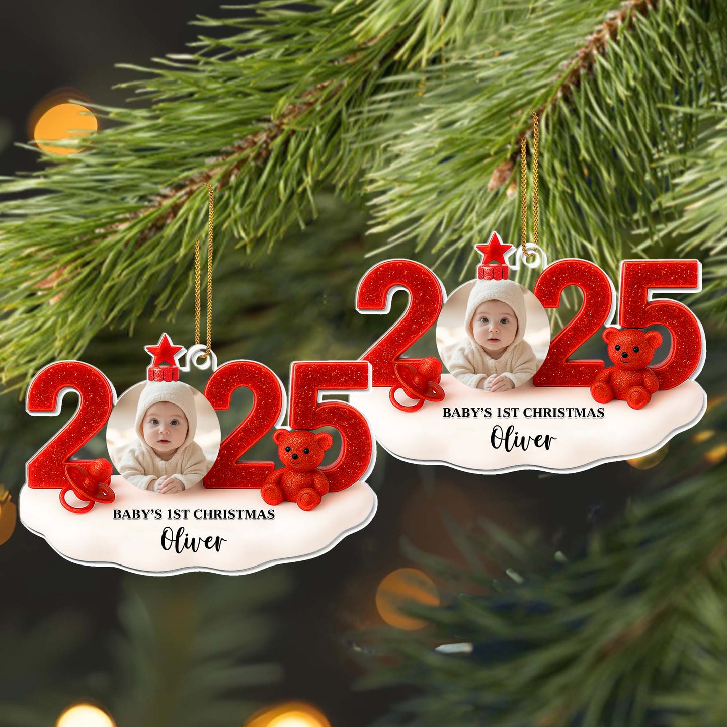 Baby's 1st Christmas With Teddy Bear and Festive Numbers