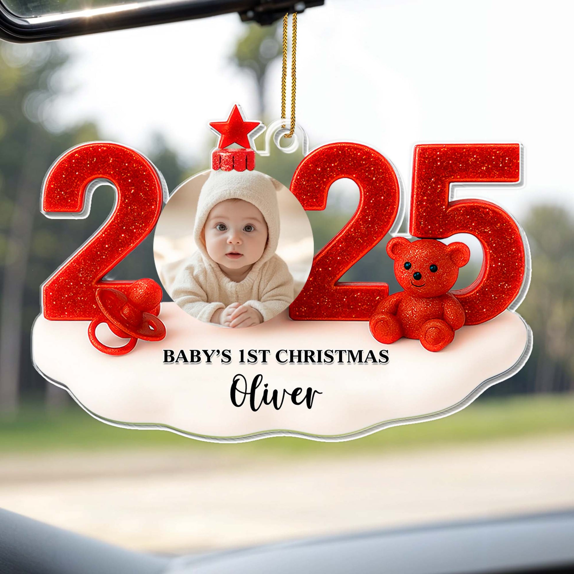 Baby's 1st Christmas With Teddy Bear and Festive Numbers