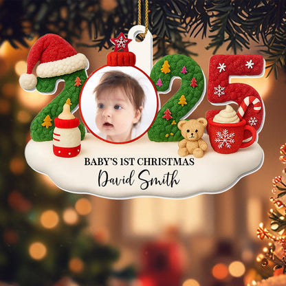 Baby's 1st Christmas With Teddy Bear and Santa Hat