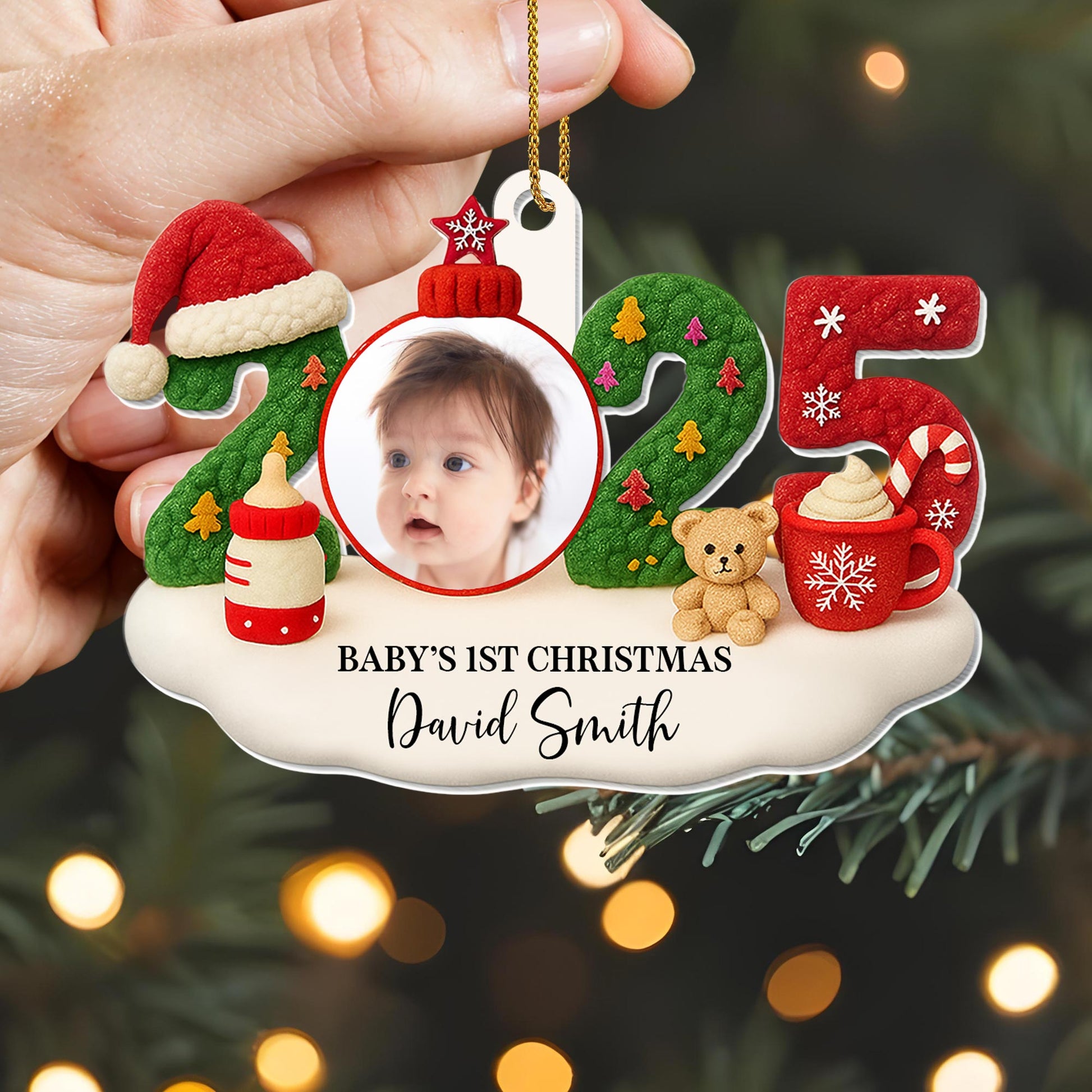 Baby's 1st Christmas With Teddy Bear and Santa Hat