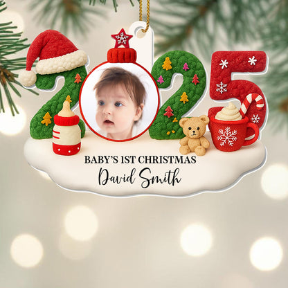 Baby's 1st Christmas With Teddy Bear and Santa Hat