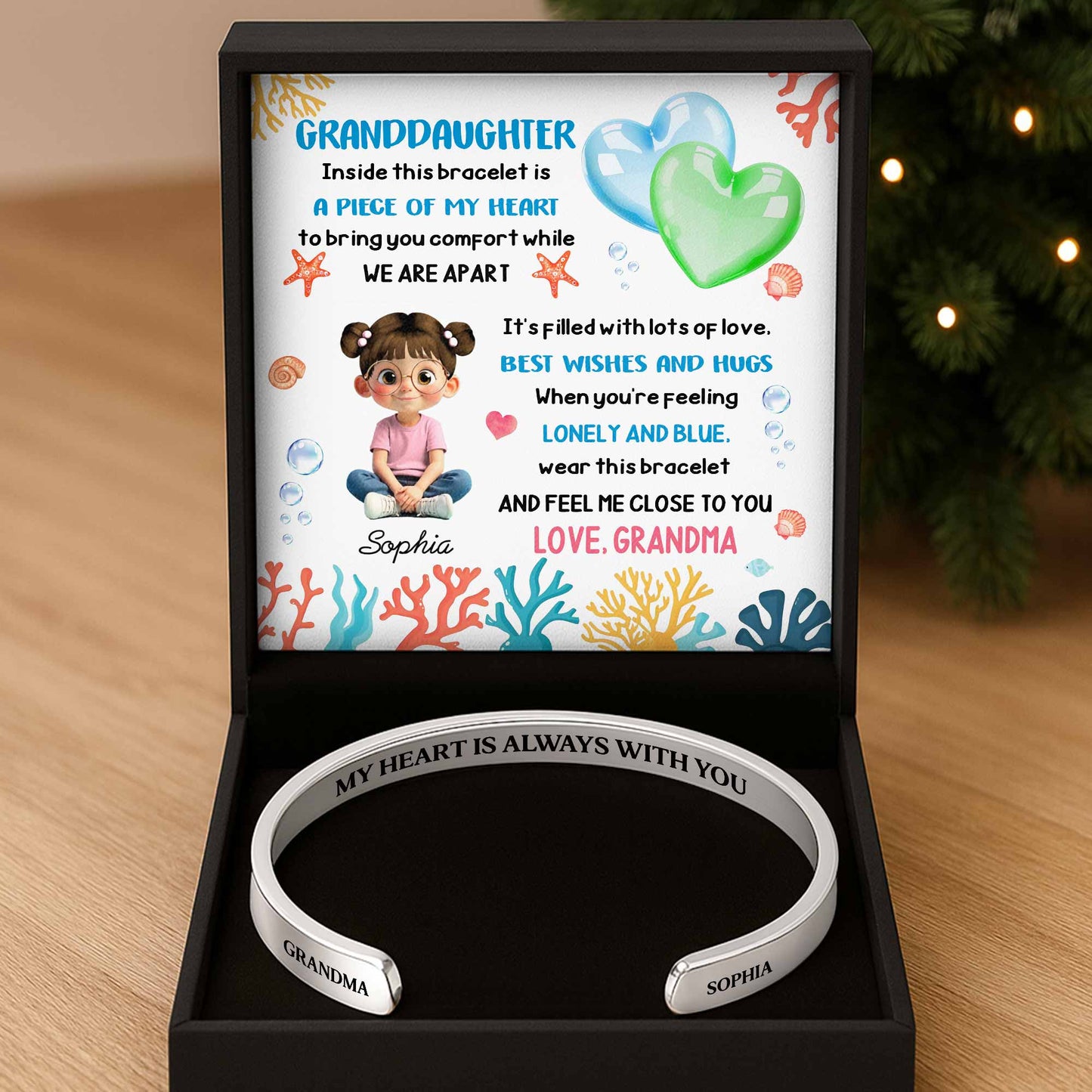 Piece of My Heart Bracelet With Heart and Coral Design