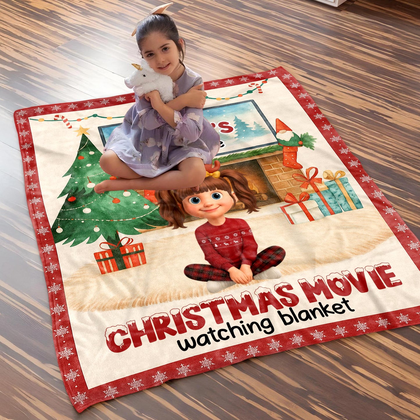 Favorite Christmas Movie Watching Blanket With Festive Decor