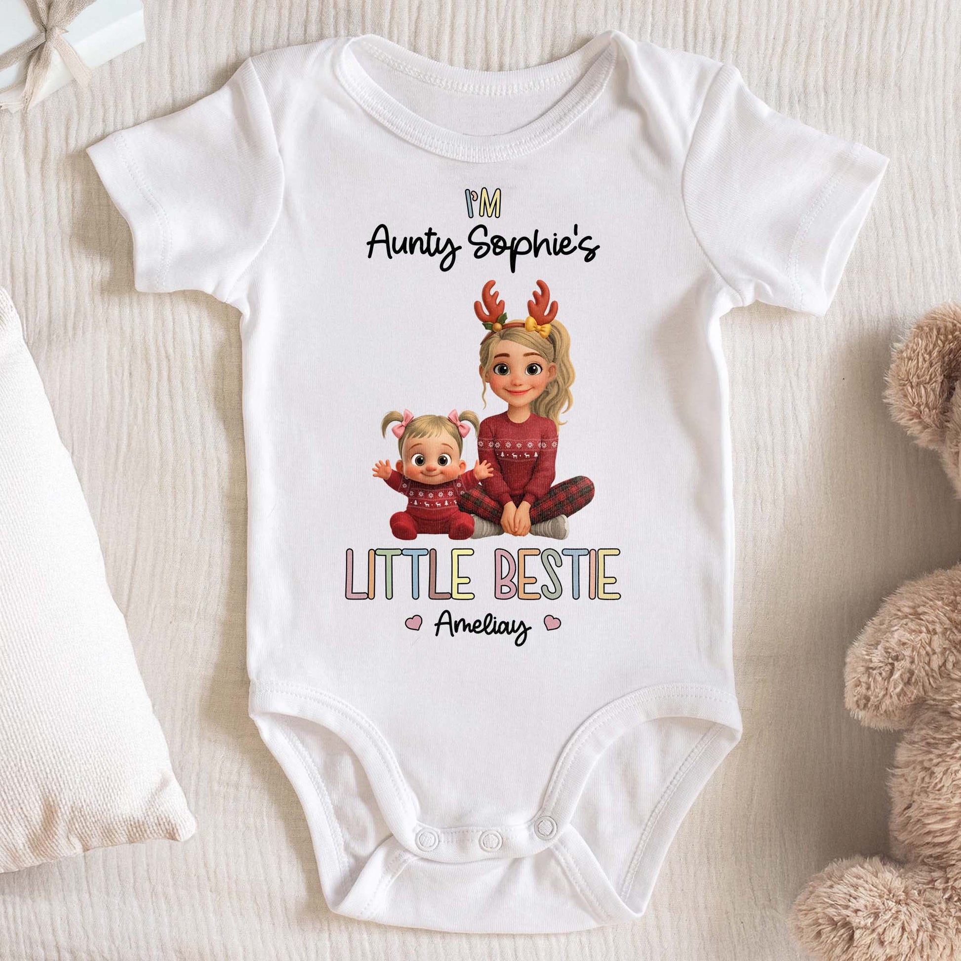 Aunty's Little Bestie With Hearts And Cute Characters