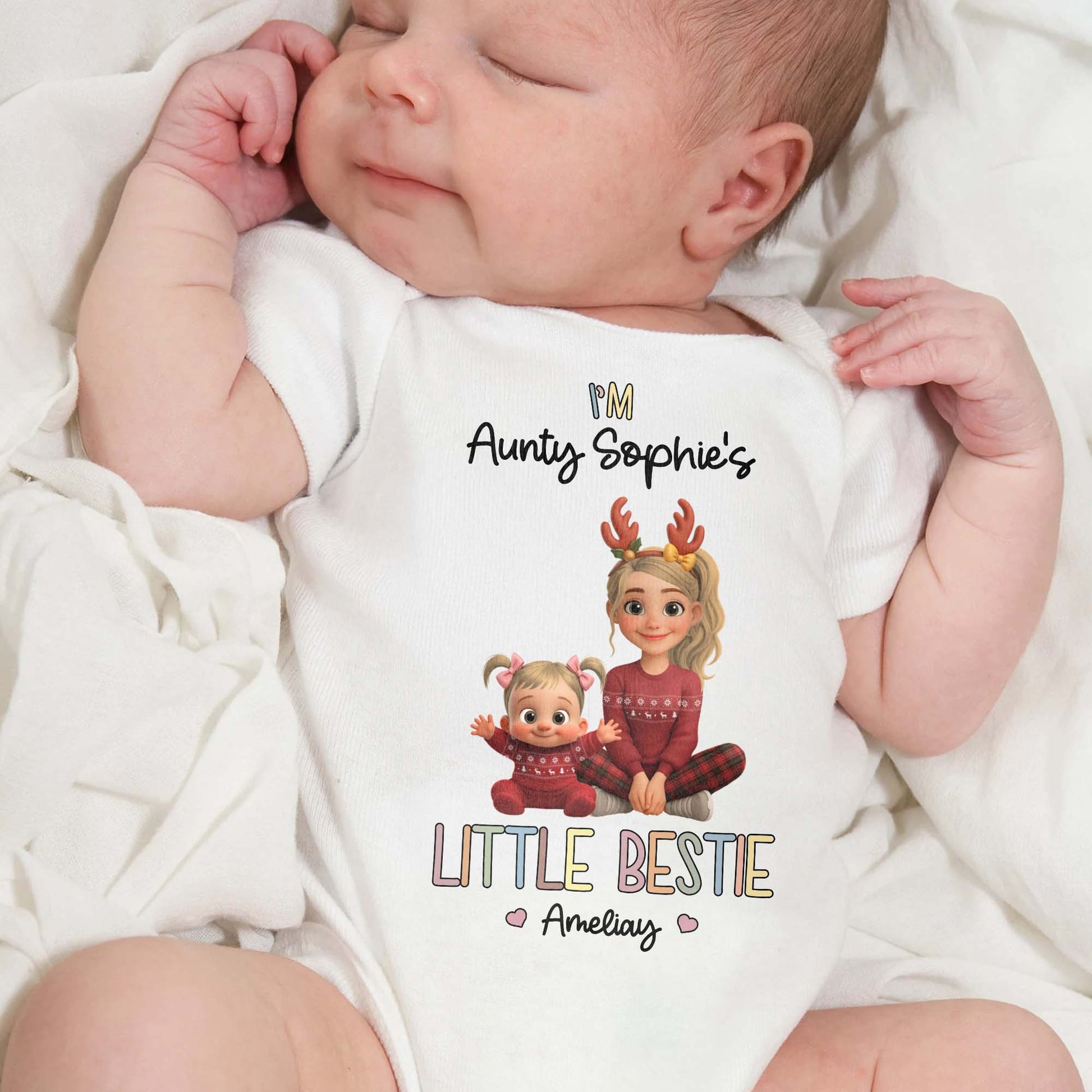 Aunty's Little Bestie With Hearts And Cute Characters