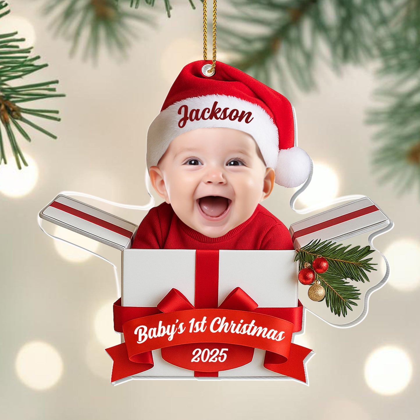 Baby's 1st Christmas With Cute Baby And Gift Box