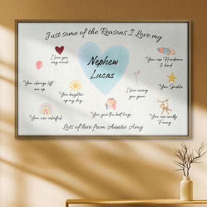 Reasons I Love My Nephew Heart Balloon Star Rainbow