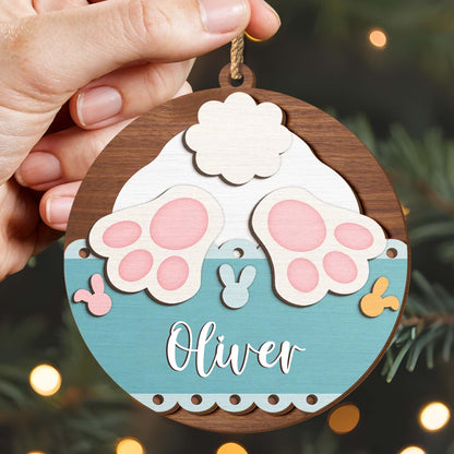 Charming Paw Prints And Bunny Icon Ornament