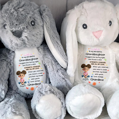 To My Wonderful Granddaughter, Bunny With Flowers And Hearts