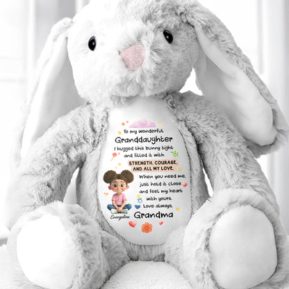 To My Wonderful Granddaughter, Bunny With Flowers And Hearts