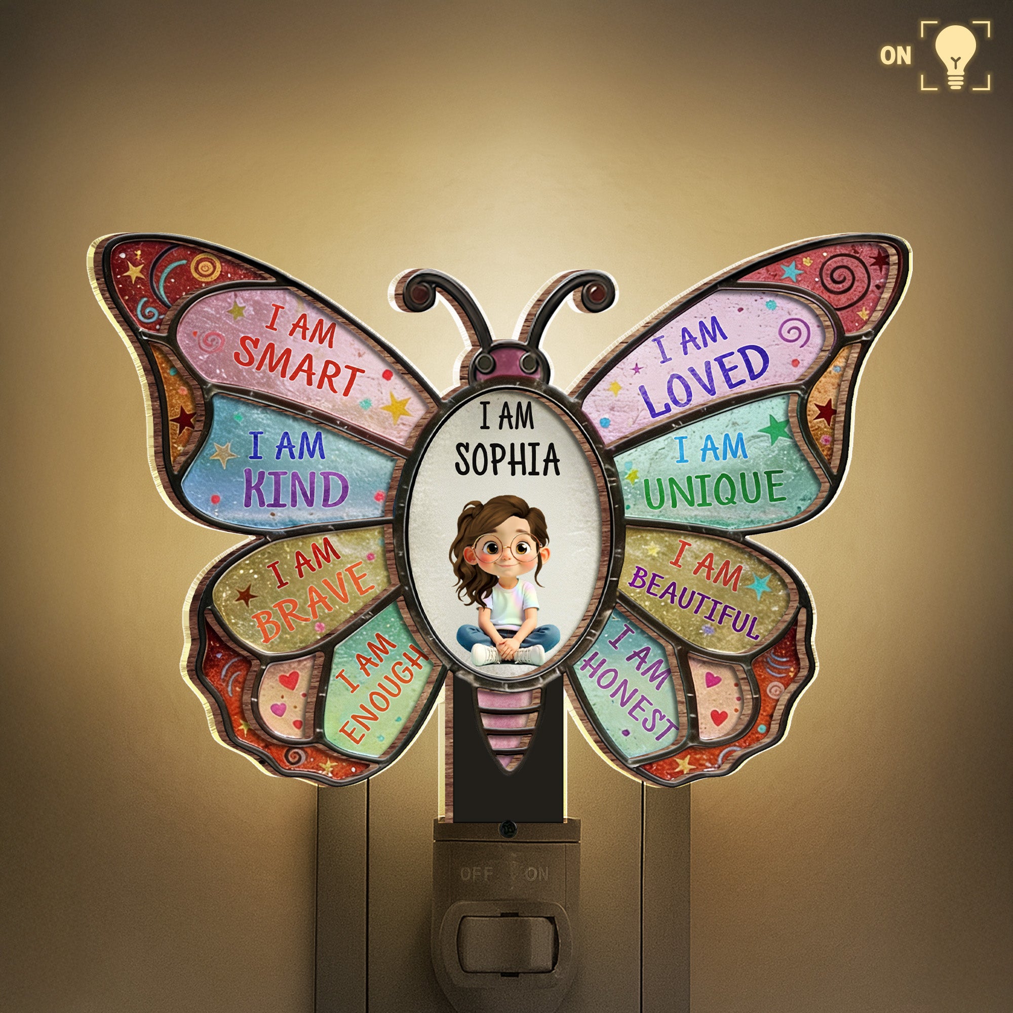 I Am Smart Kind Brave, Personalized Night Light, Gift For Kids – ALMAGEMS