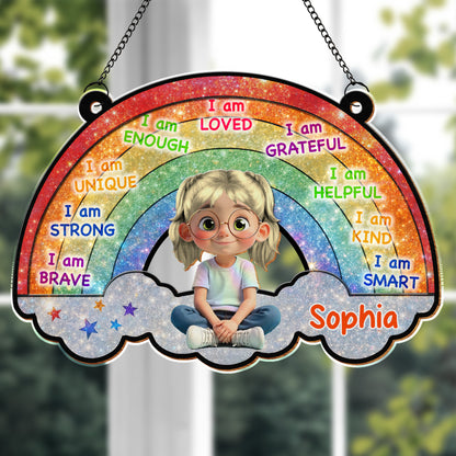I Am Loved, Grateful, Kind Rainbow Suncatcher