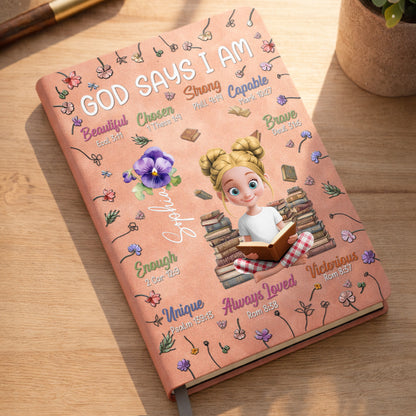 God Says I Am Beautiful, Chosen, Strong With Books And Flowers