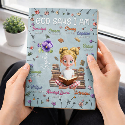 God Says I Am Beautiful, Chosen, Strong With Books And Flowers