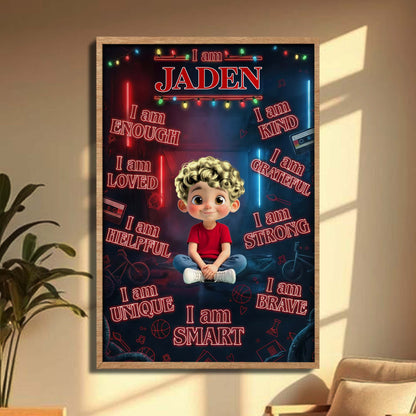 I Am Enough, Loved, Strong Customizable Poster For Boys