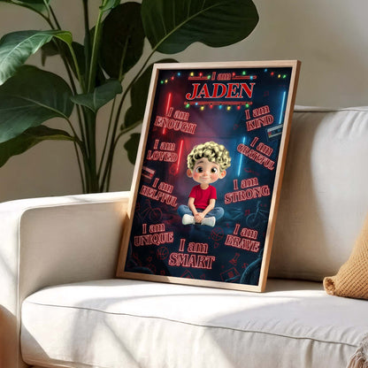 I Am Enough, Loved, Strong Customizable Poster For Boys