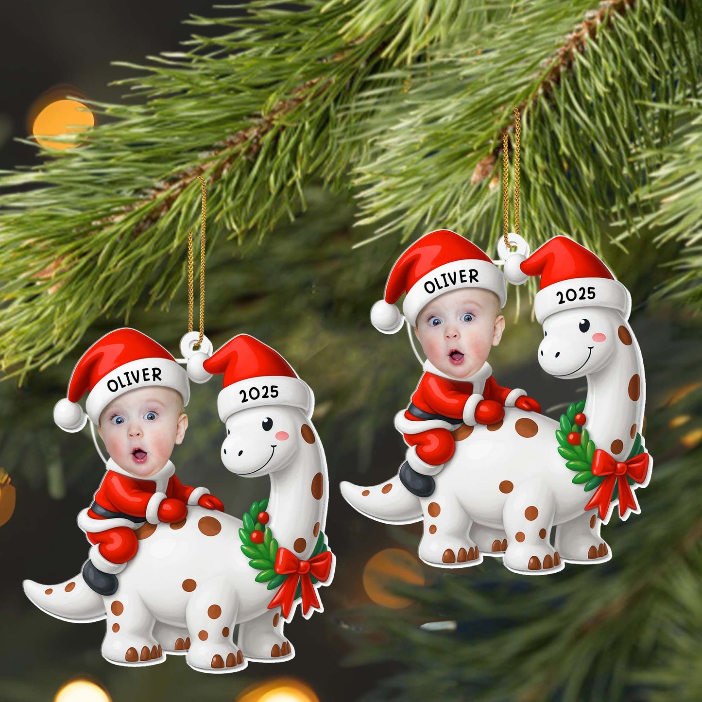 Celebrate Your First Christmas With Baby and Dinosaur