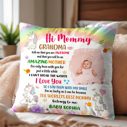 Hi Mommy World's Best Mommy, Unicorn And Flowers