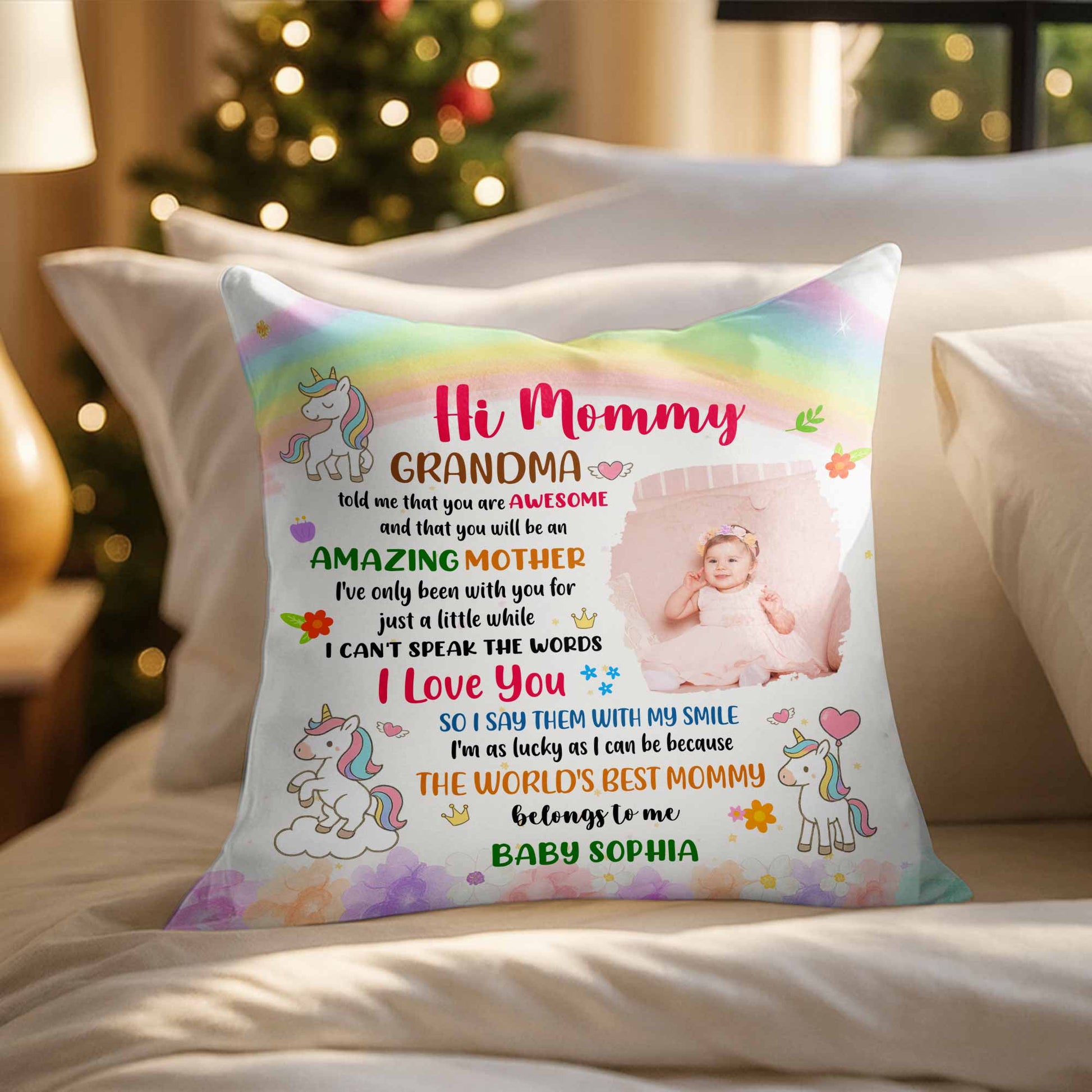 Hi Mommy World's Best Mommy, Unicorn And Flowers