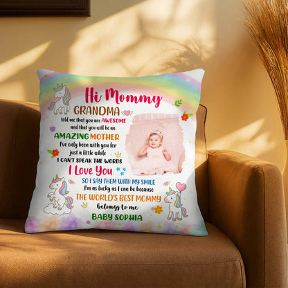 Hi Mommy World's Best Mommy, Unicorn And Flowers