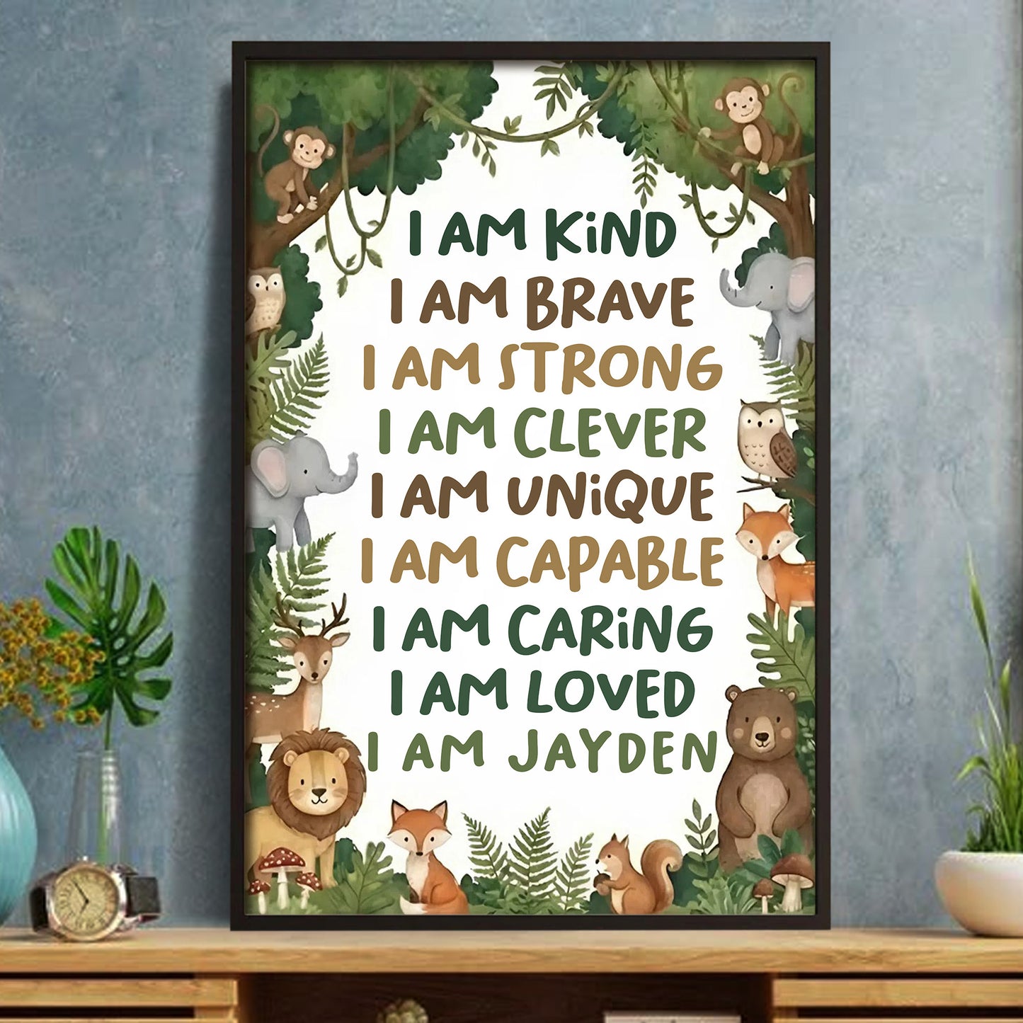 I Am Kind, I Am Brave, I Am Loved, Forest Animals Poster